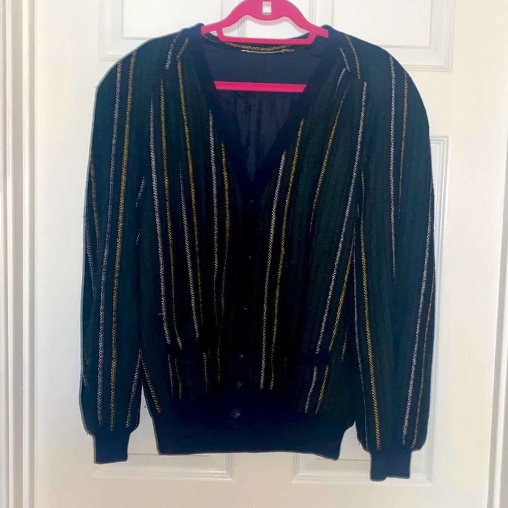 Vintage 70s wool and suede stripped jacket very rare 42​